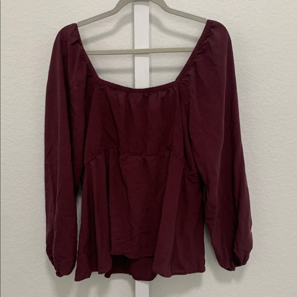 Torrid Peplum Challis Sweetheart Red Long Sleeve Blouse Size 2X - Picture 6 of 9